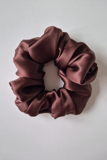 jedwabna frotka do włosów czekoladowa standard